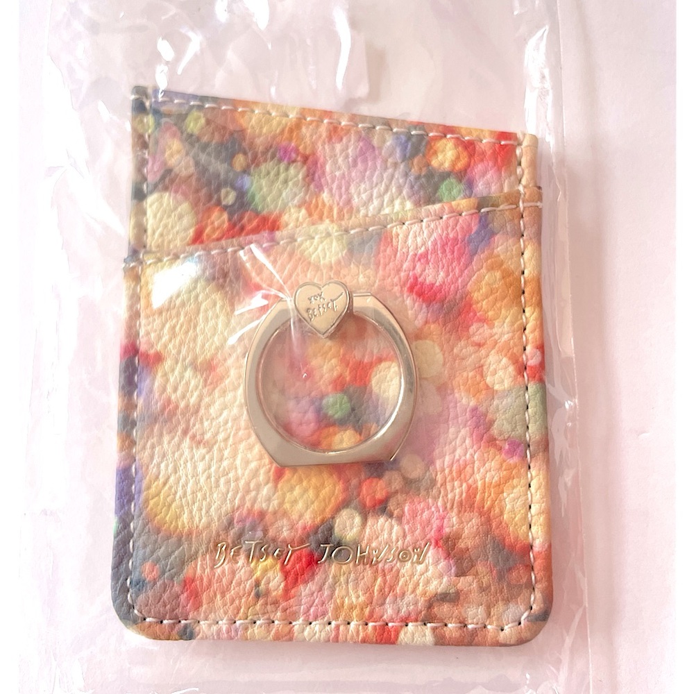 NWOT Betsey Johnson Stick-On Cell Phone Wallet Card Holder Ring Stand Bubbles